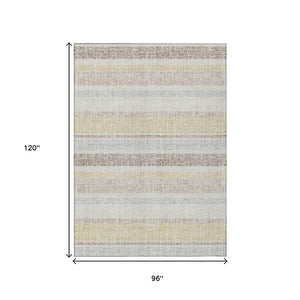 HomeRoots 5' Striped Ivory and Beige Area Rug - Stylish, Durable Indoor/Outdoor Rug for Versatile Décor Solutions 8' X 10' 632224
