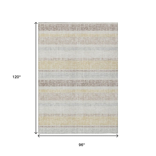 HomeRoots 5' Striped Ivory and Beige Area Rug - Stylish, Durable Indoor/Outdoor Rug for Versatile Décor Solutions 8' X 10' 632224