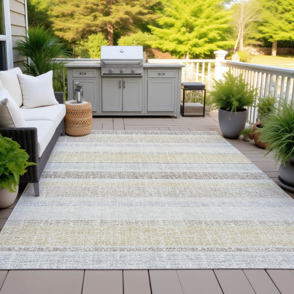HomeRoots 5' Striped Ivory and Beige Area Rug - Stylish, Durable Indoor/Outdoor Rug for Versatile Décor Solutions 8' X 10' 632224