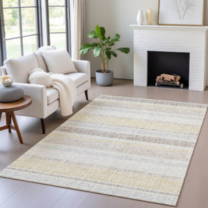 HomeRoots 5' Striped Ivory and Beige Area Rug - Stylish, Durable Indoor/Outdoor Rug for Versatile Décor Solutions 8' X 10' 632224