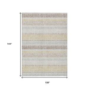 HomeRoots 5' Striped Ivory and Beige Area Rug - Stylish, Durable Indoor/Outdoor Rug for Versatile Décor Solutions 9' X 12' 632225