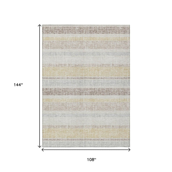 HomeRoots 5' Striped Ivory and Beige Area Rug - Stylish, Durable Indoor/Outdoor Rug for Versatile Décor Solutions 9' X 12' 632225