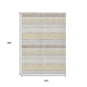 HomeRoots 5' Striped Ivory and Beige Area Rug - Stylish, Durable Indoor/Outdoor Rug for Versatile Décor Solutions 10' X 14' 632226