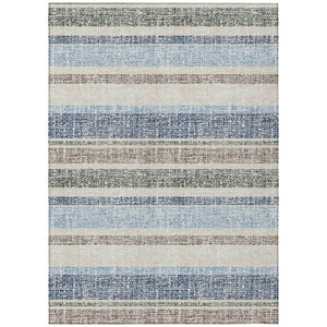 HomeRoots 5' Durable Navy Blue and Beige Striped Area Rug - Stylish, Machine-Washable for Indoor & Outdoor Use 9' X 12' 632231