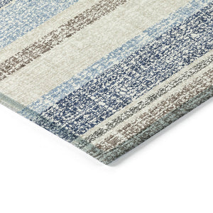 HomeRoots 5' Durable Navy Blue and Beige Striped Area Rug - Stylish, Machine-Washable for Indoor & Outdoor Use 10' X 14' 632232
