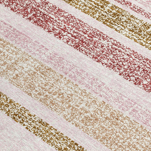 HomeRoots 5' Pink and Beige Striped Indoor Outdoor Area Rug – Durable, Washable, Stylish for Any Space 5' X 8' 632234