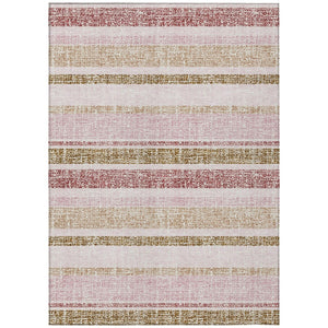 HomeRoots 5' Pink and Beige Striped Indoor Outdoor Area Rug – Durable, Washable, Stylish for Any Space 8' X 10' 632236