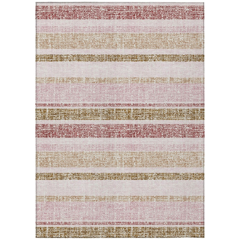 HomeRoots 5' Pink and Beige Striped Indoor Outdoor Area Rug – Durable, Washable, Stylish for Any Space 9' X 12' 632237
