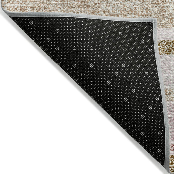 HomeRoots 5' Pink and Beige Striped Indoor Outdoor Area Rug – Durable, Washable, Stylish for Any Space 9' X 12' 632237
