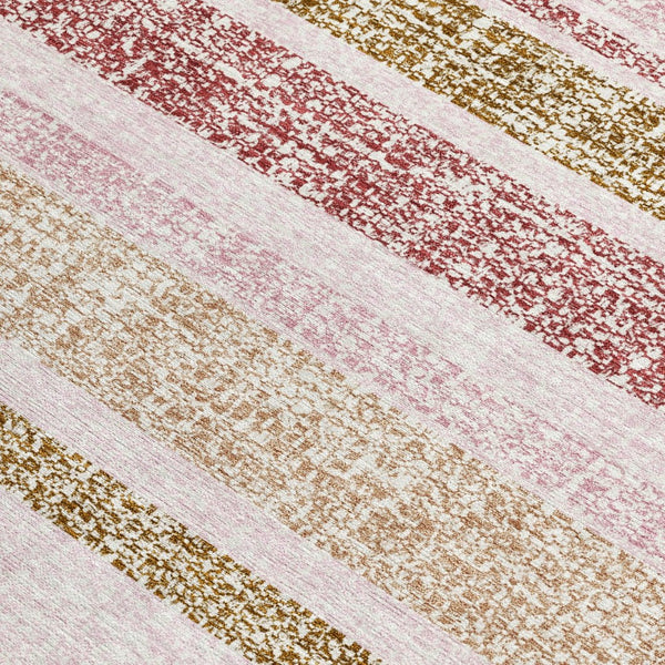 HomeRoots 5' Pink and Beige Striped Indoor Outdoor Area Rug – Durable, Washable, Stylish for Any Space 10' X 14' 632238