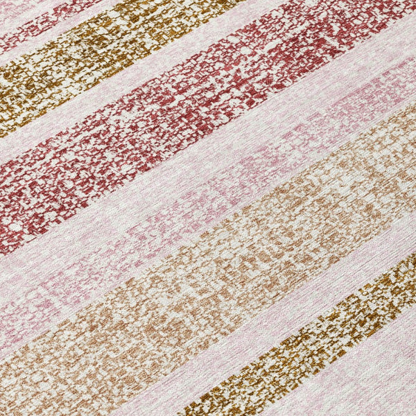 HomeRoots 5' Pink and Beige Striped Indoor Outdoor Area Rug – Durable, Washable, Stylish for Any Space 10' X 14' 632238