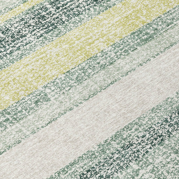 HomeRoots 5' Stylish Pale Aqua and Lime Green Striped Washable Rug – Durable Indoor Outdoor Area Essential 8' X 10' 632242