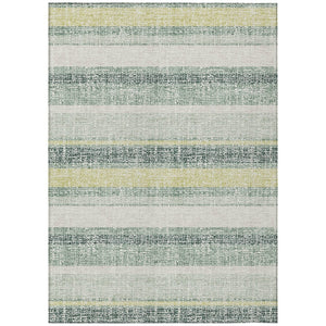 HomeRoots 5' Stylish Pale Aqua and Lime Green Striped Washable Rug – Durable Indoor Outdoor Area Essential 9' X 12' 632243