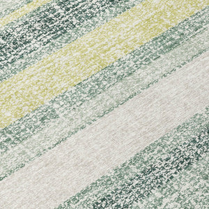 HomeRoots 5' Stylish Pale Aqua and Lime Green Striped Washable Rug – Durable Indoor Outdoor Area Essential 10' X 14' 632244