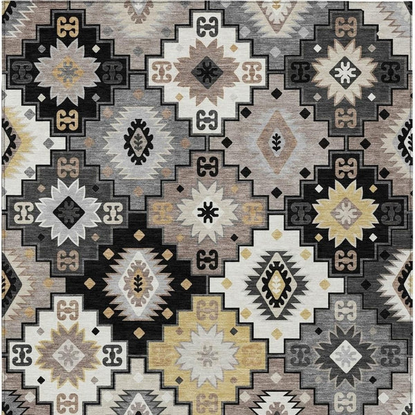 HomeRoots 5' Southwestern Geometric Area Rug - Washable Indoor Outdoor Design for Stylish, High-Traffic Spaces 5' X 8' 632252