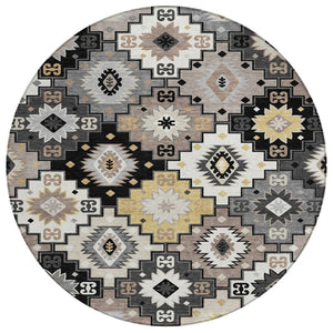 HomeRoots 5' Southwestern Geometric Area Rug - Washable Indoor Outdoor Design for Stylish, High-Traffic Spaces 8' Round 632253