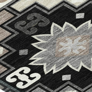 HomeRoots 5' Southwestern Geometric Area Rug - Washable Indoor Outdoor Design for Stylish, High-Traffic Spaces 8' Round 632253