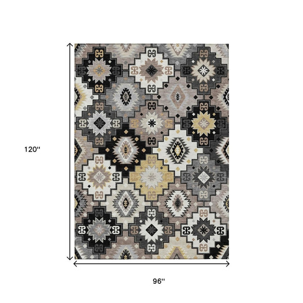 HomeRoots 5' Southwestern Geometric Area Rug - Washable Indoor Outdoor Design for Stylish, High-Traffic Spaces 8' X 10' 632254
