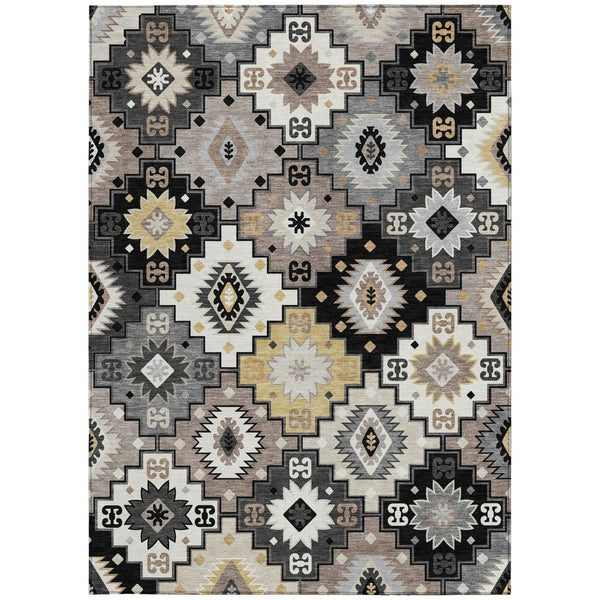 HomeRoots 5' Southwestern Geometric Area Rug - Washable Indoor Outdoor Design for Stylish, High-Traffic Spaces 9' X 12' 632255