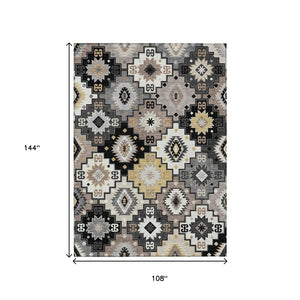 HomeRoots 5' Southwestern Geometric Area Rug - Washable Indoor Outdoor Design for Stylish, High-Traffic Spaces 9' X 12' 632255