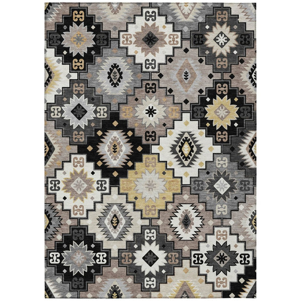 HomeRoots 5' Southwestern Geometric Area Rug - Washable Indoor Outdoor Design for Stylish, High-Traffic Spaces 10' X 14' 632256