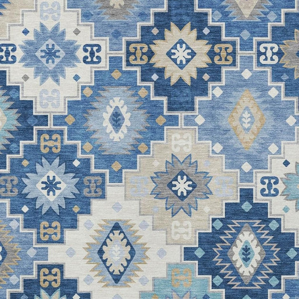 HomeRoots 5' Southwestern-Inspired Area Rug in Blue Beige & Sky Blue - Durable, Washable, Indoor/Outdoor Use 8' X 10' 632260