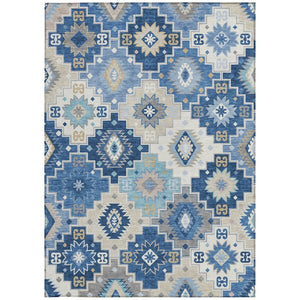 HomeRoots 5' Southwestern-Inspired Area Rug in Blue Beige & Sky Blue - Durable, Washable, Indoor/Outdoor Use 10' X 14' 632262