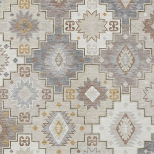 HomeRoots 5' Southwestern-Inspired Washable Area Rug in Ivory, Gold & Gray for Indoor/Outdoor Elegance 8' X 10' 632272
