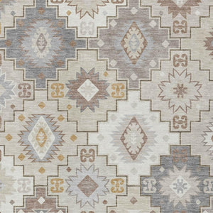 HomeRoots 5' Southwestern-Inspired Washable Area Rug in Ivory, Gold & Gray for Indoor/Outdoor Elegance 9' X 12' 632273