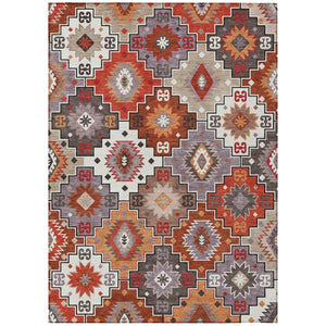 HomeRoots 5' Southwestern Washable Area Rug in Rust, Lavender & Ivory - Durable Indoor/Outdoor Decor 5' X 8' 632276