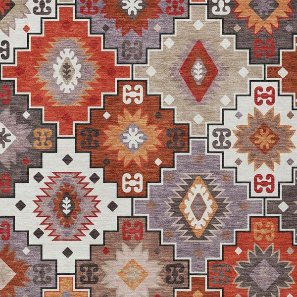 HomeRoots 5' Southwestern Washable Area Rug in Rust, Lavender & Ivory - Durable Indoor/Outdoor Decor 10' X 14' 632280