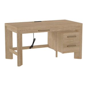 English Elm Wallace & Bay - Tan Contemporary Wood Desk in Light Brown Finish — 58" Wide Low-Maintenance Workstation for Home Office B361P384463