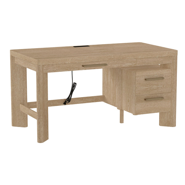 English Elm Wallace & Bay - Tan Contemporary Wood Desk in Light Brown Finish — 58" Wide Low-Maintenance Workstation for Home Office B361P384463