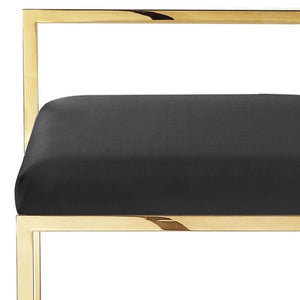 HomeRoots Set of Two Stylish Black Faux Leather Bar Chairs with Elegant Gold Stainless Steel Base for Modern Spaces 632340