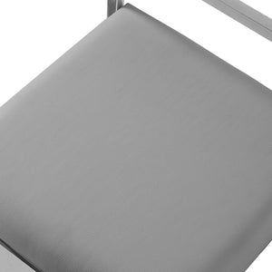 HomeRoots Set of Two Modern Gray Faux Leather Counter-Height Bar Chairs with Durable Stainless Steel Base 632342