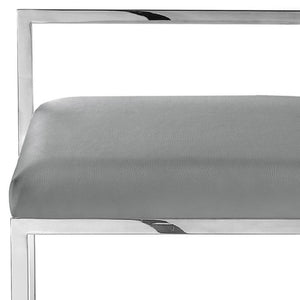 HomeRoots Set of Two Modern Gray Faux Leather Counter-Height Bar Chairs with Durable Stainless Steel Base 632342