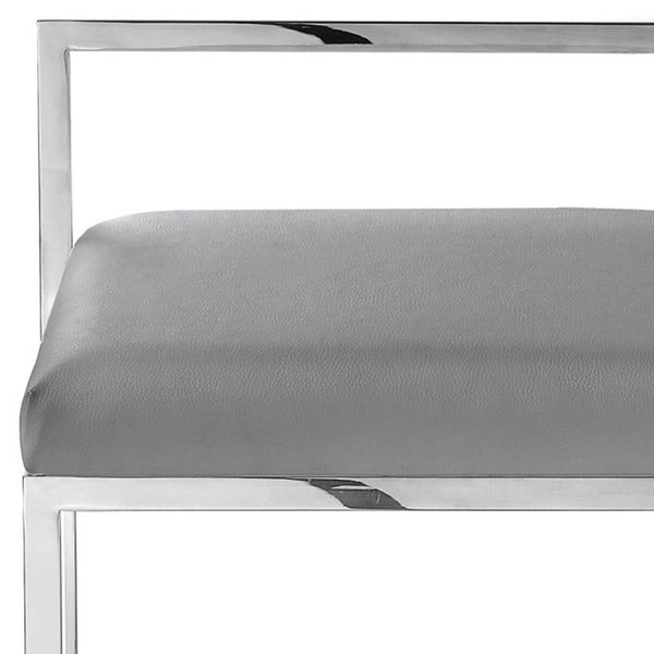 HomeRoots Set of Two Modern Gray Faux Leather Counter-Height Bar Chairs with Durable Stainless Steel Base 632342