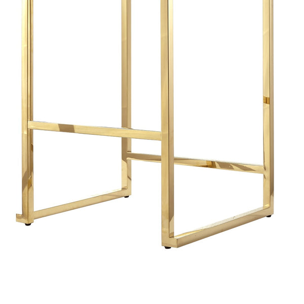 HomeRoots Set of Two Elegant White Faux Leather & Gold Stainless Steel Counter Height Bar Stools for Home 632343