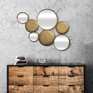 HomeRoots 37" Gold Metal and Mirrored Glass Accent Mirror - Contemporary Glam Wall Art for Any Room Decor 632345