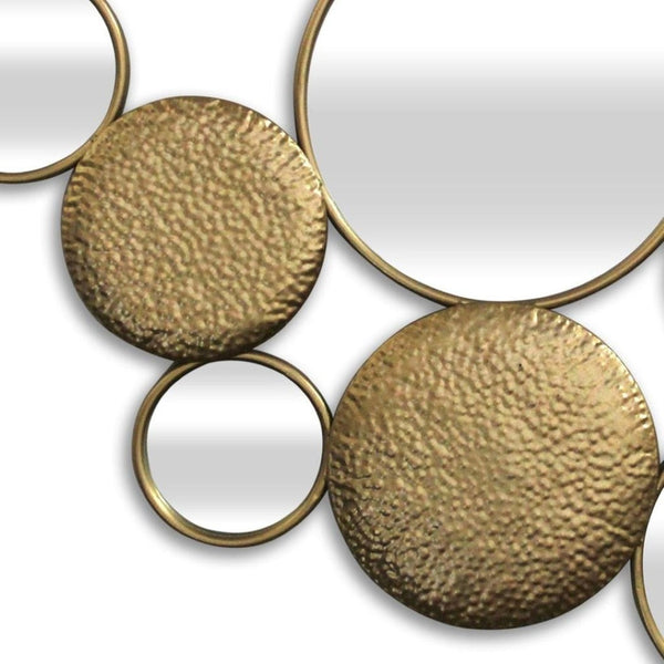 HomeRoots 37" Gold Metal and Mirrored Glass Accent Mirror - Contemporary Glam Wall Art for Any Room Decor 632345