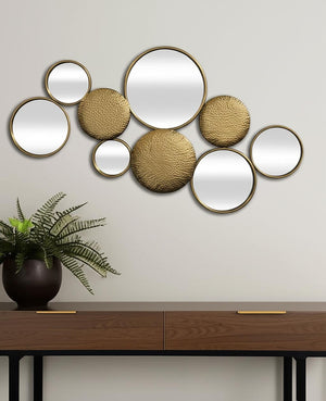 HomeRoots 37" Gold Metal and Mirrored Glass Accent Mirror - Contemporary Glam Wall Art for Any Room Decor 632345