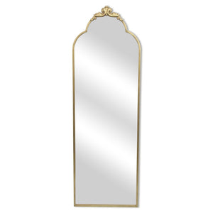 HomeRoots 65" Elegant Gold Metal Arch Full-Length Mirror - Victorian Design, Premium Glass, Versatile Placement 632347