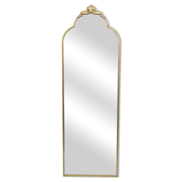 HomeRoots 65" Elegant Gold Metal Arch Full-Length Mirror - Victorian Design, Premium Glass, Versatile Placement 632347
