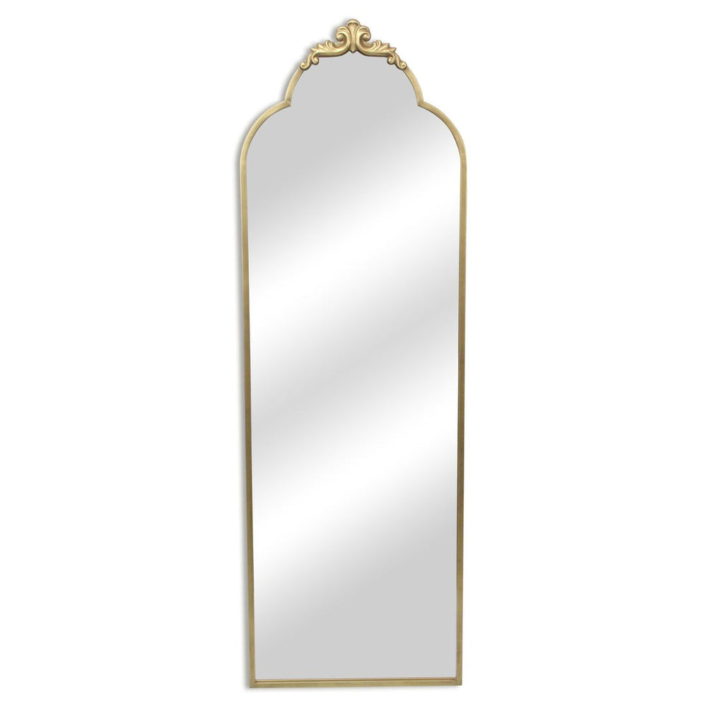 HomeRoots 65" Elegant Gold Metal Arch Full-Length Mirror - Victorian Design, Premium Glass, Versatile Placement 632347