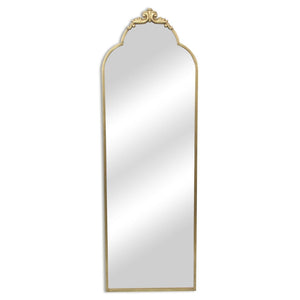 HomeRoots 65" Elegant Gold Metal Arch Full-Length Mirror - Victorian Design, Premium Glass, Versatile Placement 632347