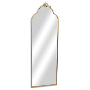 HomeRoots 65" Elegant Gold Metal Arch Full-Length Mirror - Victorian Design, Premium Glass, Versatile Placement 632347