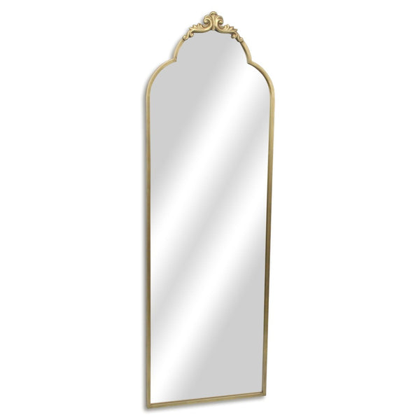 HomeRoots 65" Elegant Gold Metal Arch Full-Length Mirror - Victorian Design, Premium Glass, Versatile Placement 632347