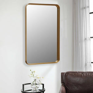 HomeRoots 30" Gold Metal Accent Mirror - Elegant Minimalist Design for Contemporary Home Décor & Easy Hanging 632349