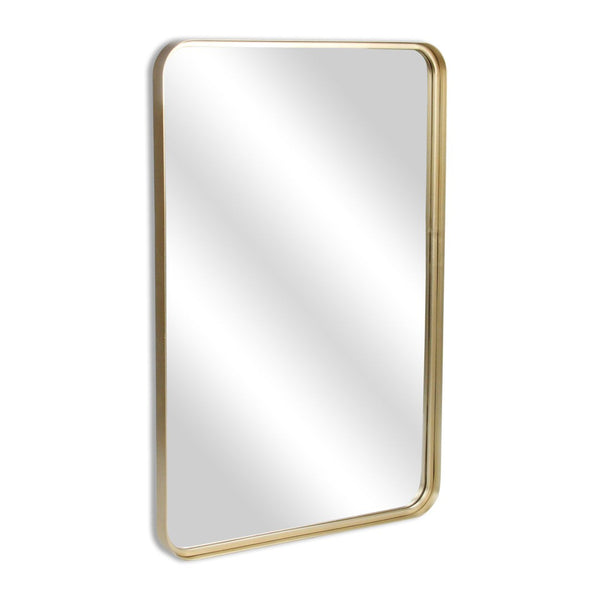 HomeRoots 30" Gold Metal Accent Mirror - Elegant Minimalist Design for Contemporary Home Décor & Easy Hanging 632349