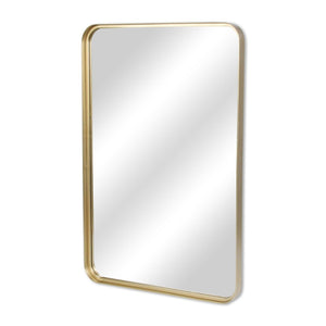HomeRoots 30" Gold Metal Accent Mirror - Elegant Minimalist Design for Contemporary Home Décor & Easy Hanging 632349